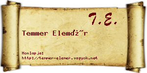 Temmer Elemér névjegykártya